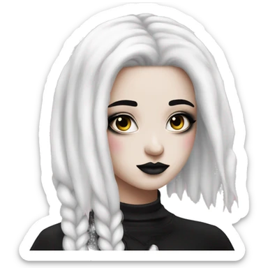 girl with pink and black hair white face goth makeup sticker