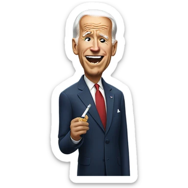 Joe Biden with a cigarette in his mouth sticker