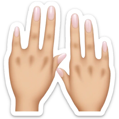 One hand holding one finger from another hand with long acrylic nails sticker