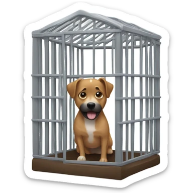 Man in dog cage trying to get out sticker
