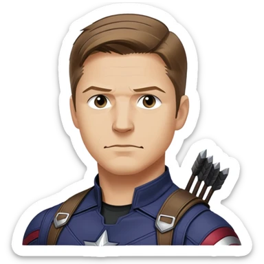 hawkeye clint barton portrait marvel, brown hair from captain america: civil war sticker