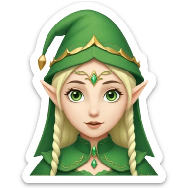 A female elf with a hat sticker