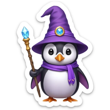 Purple wizard penguin sticker