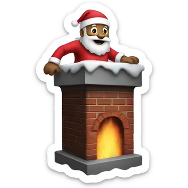Santa coming down the chimney sticker