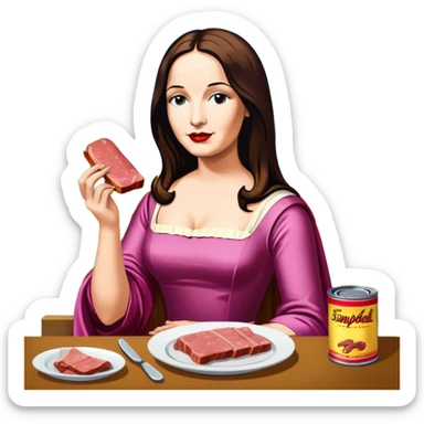 pop art warhol style monalisa SPAM meat slop landscape  sticker