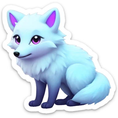 Kawaii neon arctic fox   sticker
