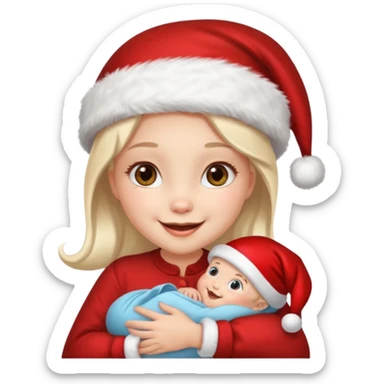 christmas girl with baby face sticker