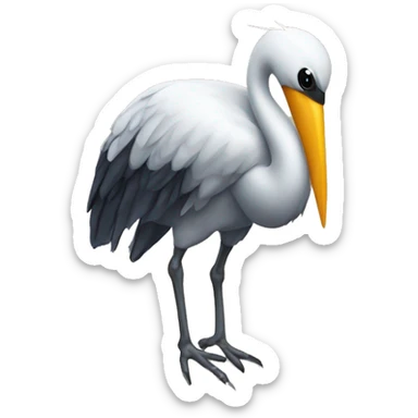 the crane carries a sheet in its beak with a book wrapped in it sticker