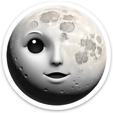 1/4 white moon in black sky sticker