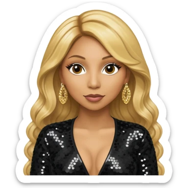 Tamar Braxton with long golden blonde hair, black sequin outfit sticker