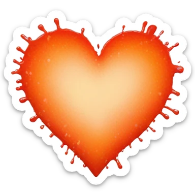 splattered paint heart glowing red-orange warmth sticker