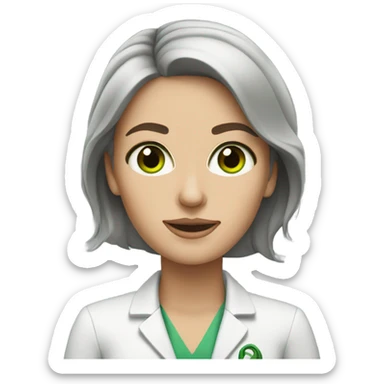 white female psychologist with brown hair and green eyes sticker
