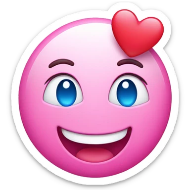 smiling face with heart-eyes but the hearts are blue and pink sticker