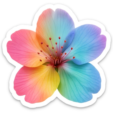 show  one rainbow cherry blossom without a stem , remove background sticker