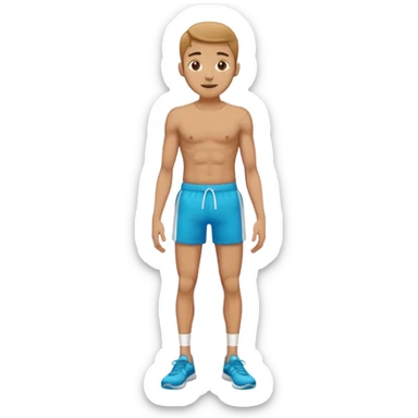 a skinny man doing a squat while holding his ankles and saying thank you sticker