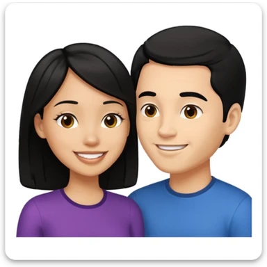 light skin black hair woman talking with a light skin black hair man, we're face to face and happy sticker