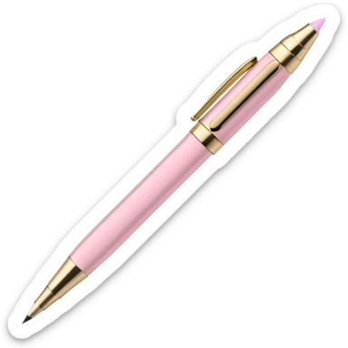 Pastel pink mechanical pencil with metallic gold clip, luxury finish sticker