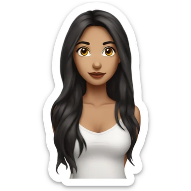 pretty girl dark long hair latina makeup sticker