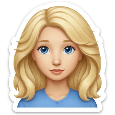 Long, straight, blonde hair, blue eyed woman.   Wavy, blonde goldendoodle sticker