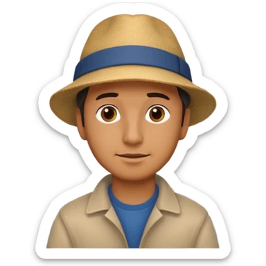 hombre viendo un bote sticker