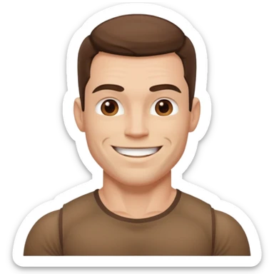 muscular man white skin, wear brown shirt sticker