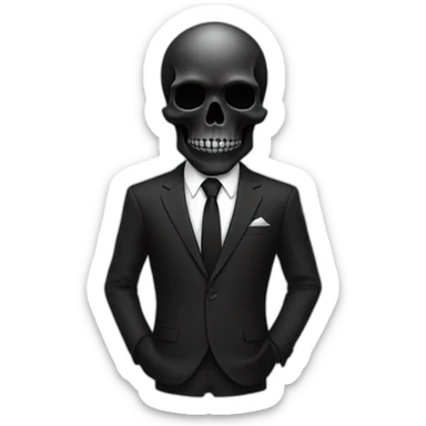 black skull in suit only black color sticker