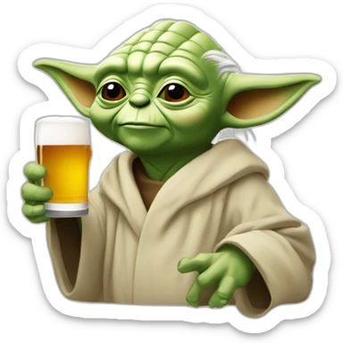 yoda qui bois un biere sticker