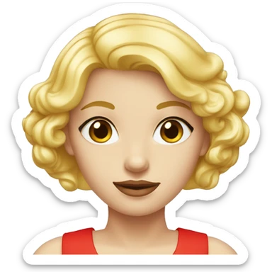 Fille très jolie blonde au yeux bleu avec robe rouge  sticker