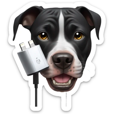 black pitbull eating charger sticker
