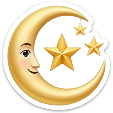 Star and Crescent emoji with black background and no face only star and crescent. sticker
