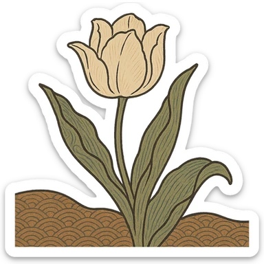 white tulip ukiyo-e style sticker