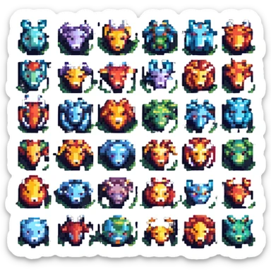 zodiac sign icons, pixel art style, retro 8-bit look sticker