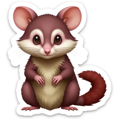 Dark Brownish red soft natural realistic romantic vintage antique divine beautiful elegant pretty precious cute young youthful  Fakémon-Pokémon-alien-opossum-feline-rodent-hybrid-creature (full body) sticker