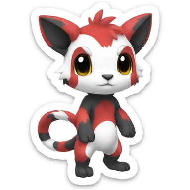 Cute cool black red white animal hybrid Fakemon full body sticker