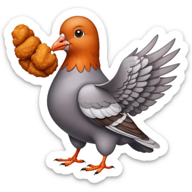 Pigeon eating boneless wings sticker