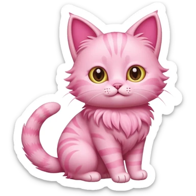 cute pink cat, full body. difererent body shape. sticker