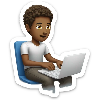one white young man typing in laptop sticker