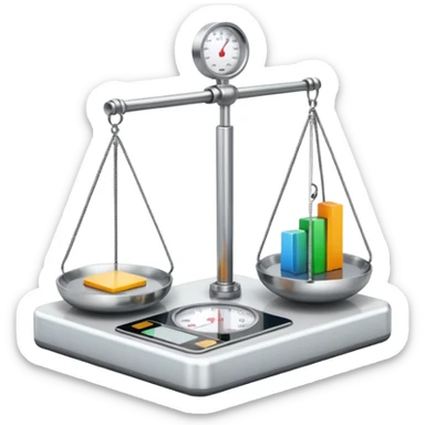 magnifying glass over weight scale with graph line trending down sticker