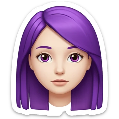 chica blanca pelo morado  y liso  sticker
