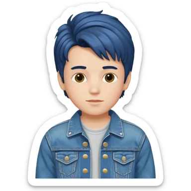 boy with 80s hairstyle and wears fancy denim jacket sticker