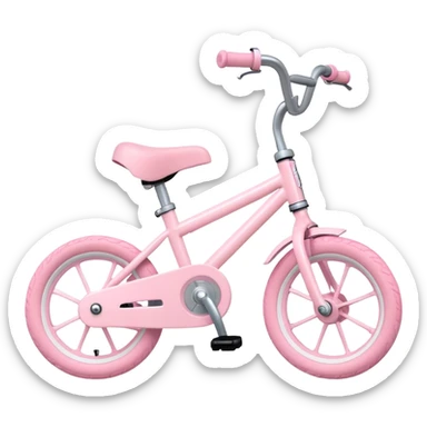 cute children's bicycle in pastel pink with training wheels sticker