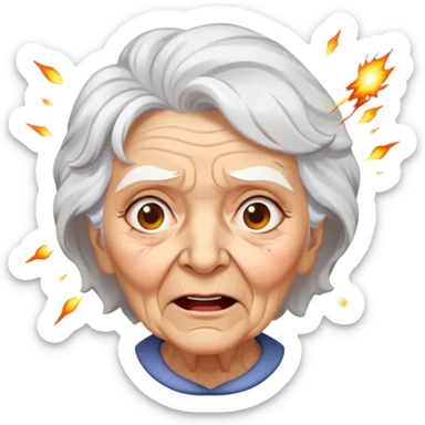 Old lady explode sticker