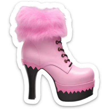 Platform Demonia High Heel boots pink fur sticker