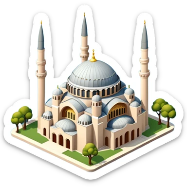 Isometric illustration of Istanbul, featuring photorealistic Hagia Sophia sticker