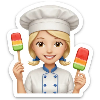 Female Chef holding popsicle happily sticker