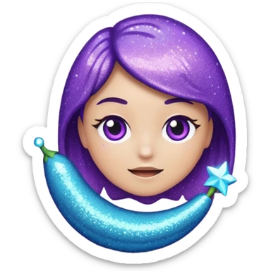 Glitter Roxo e Ciano Mão apontando para direita sticker