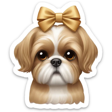 light brown shihtzu with a bow in her head sticker