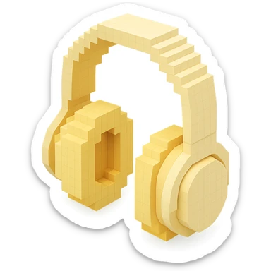 full-size Sony headphones, pale cream color, isometric view sticker