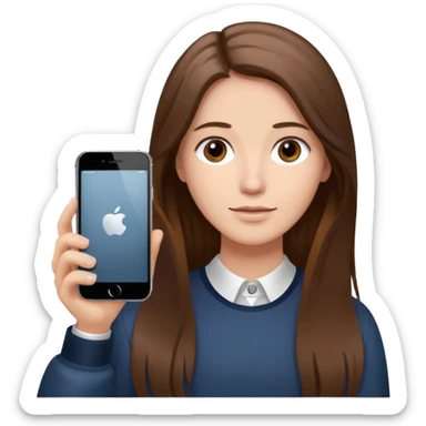 긴 갈색머리에 아이폰17프로를 들고있어 sticker