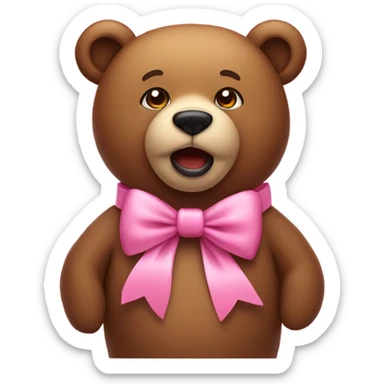 Bear with pink bow sticker